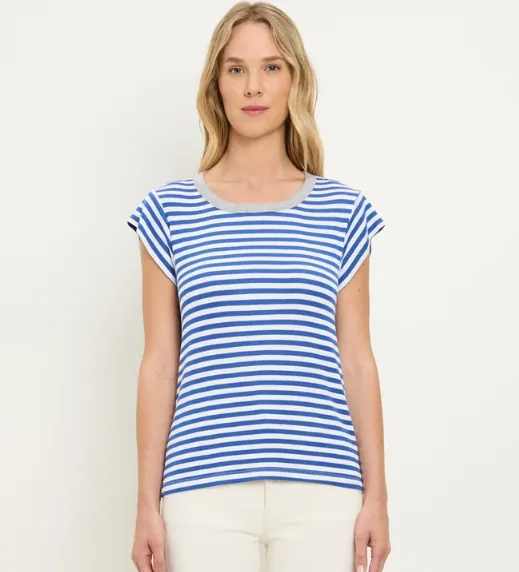 Tanya Striped Power Shoulder Tee